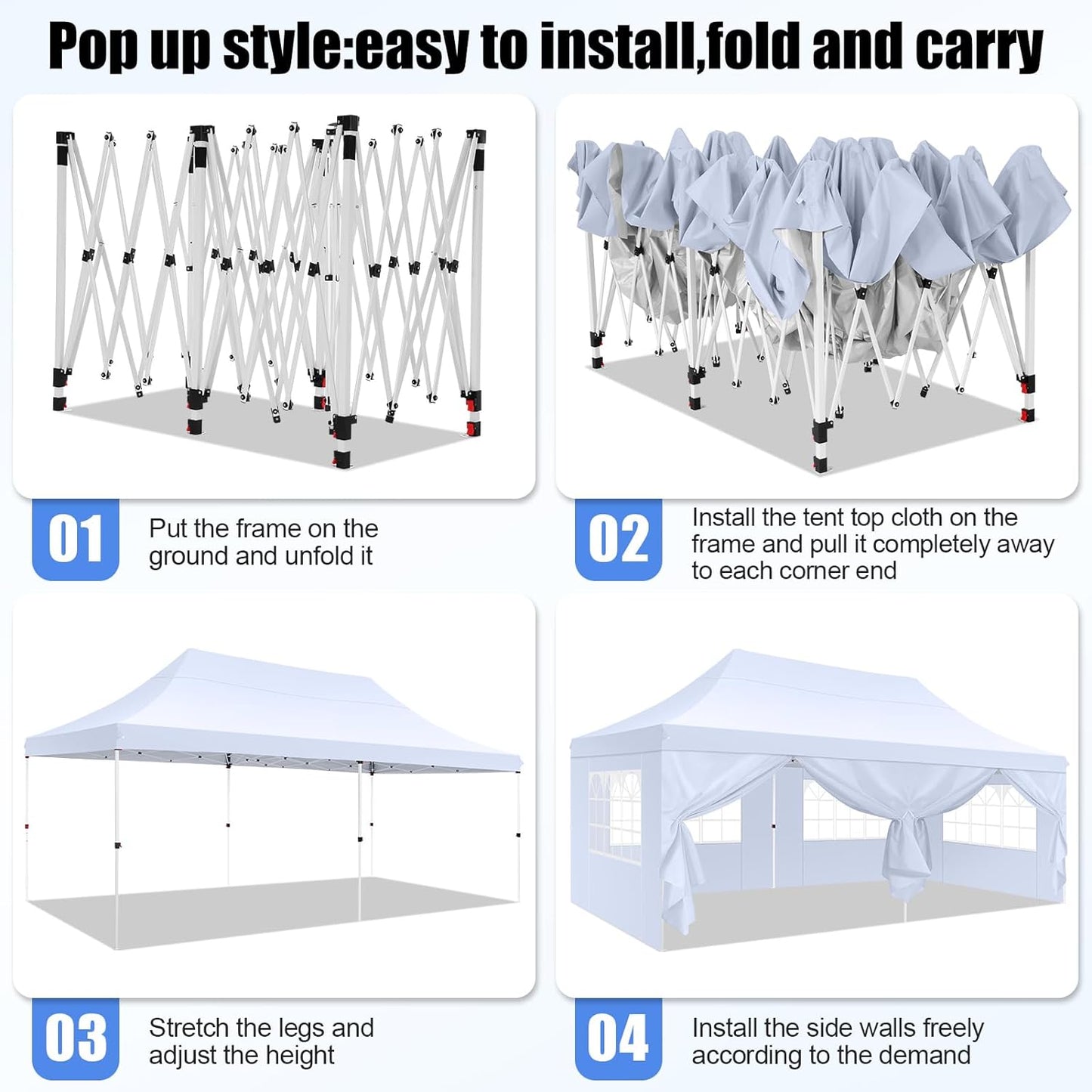 🔥[Hot sale]🔥10x20Pop up Canopy Tent with 6 sidewalls Commercial Heavy Duty Canopy UPF 50+ All Weather Waterproof Outdoor Wedding Party Tents