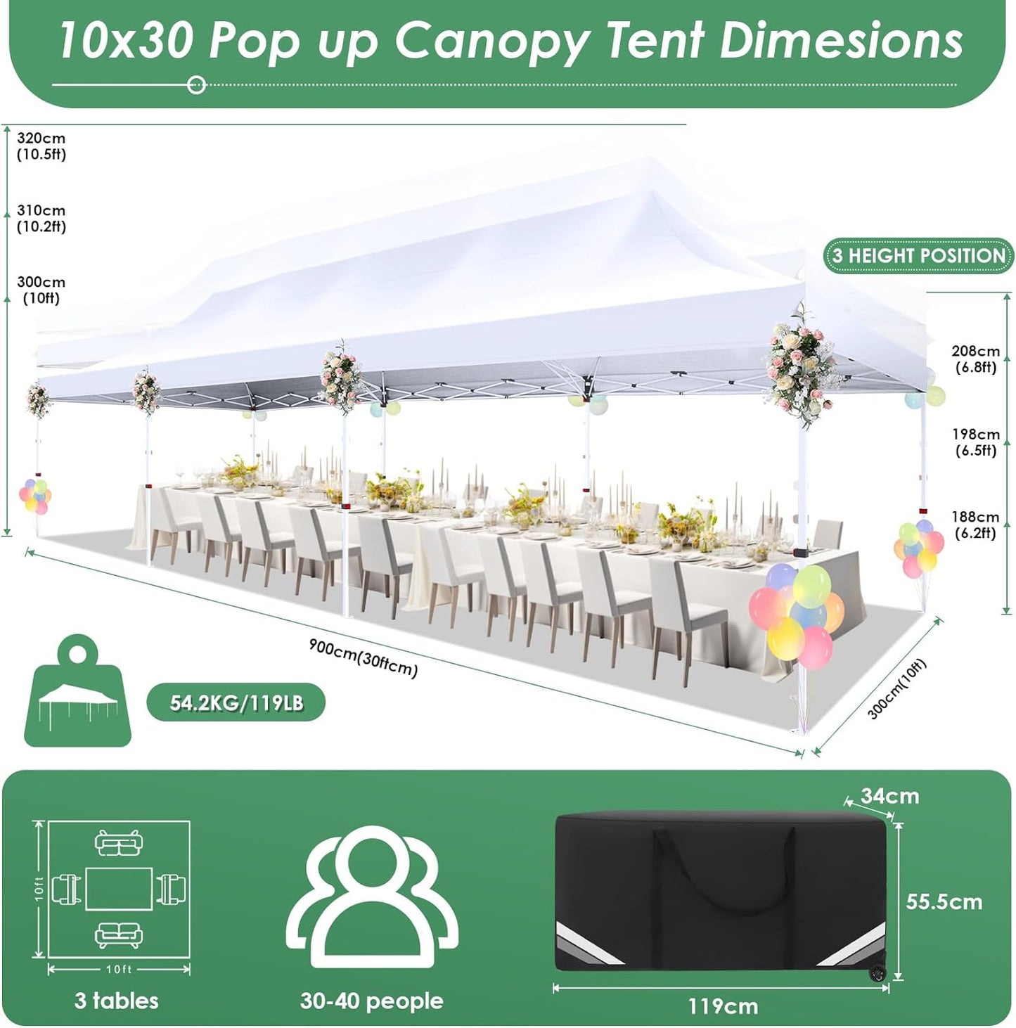 🔥[Hot sale]🔥10x20Pop up Canopy Tent with 6 sidewalls Commercial Heavy Duty Canopy UPF 50+ All Weather Waterproof Outdoor Wedding Party Tents