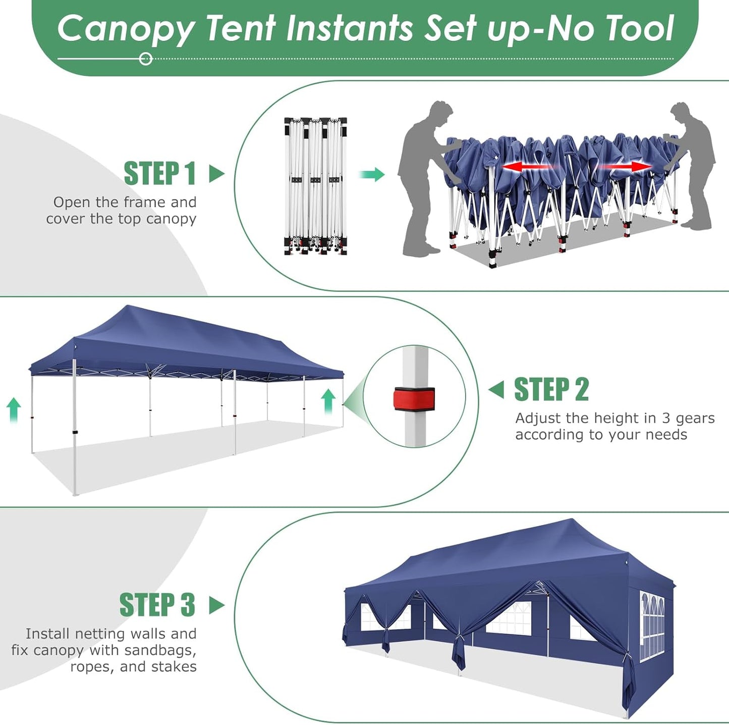 🔥[Hot sale]🔥10x20Pop up Canopy Tent with 6 sidewalls Commercial Heavy Duty Canopy UPF 50+ All Weather Waterproof Outdoor Wedding Party Tents