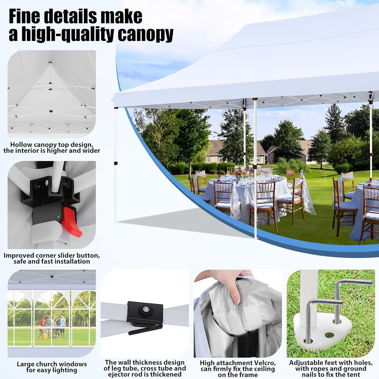 🔥[Hot sale]🔥10x20Pop up Canopy Tent with 6 sidewalls Commercial Heavy Duty Canopy UPF 50+ All Weather Waterproof Outdoor Wedding Party Tents