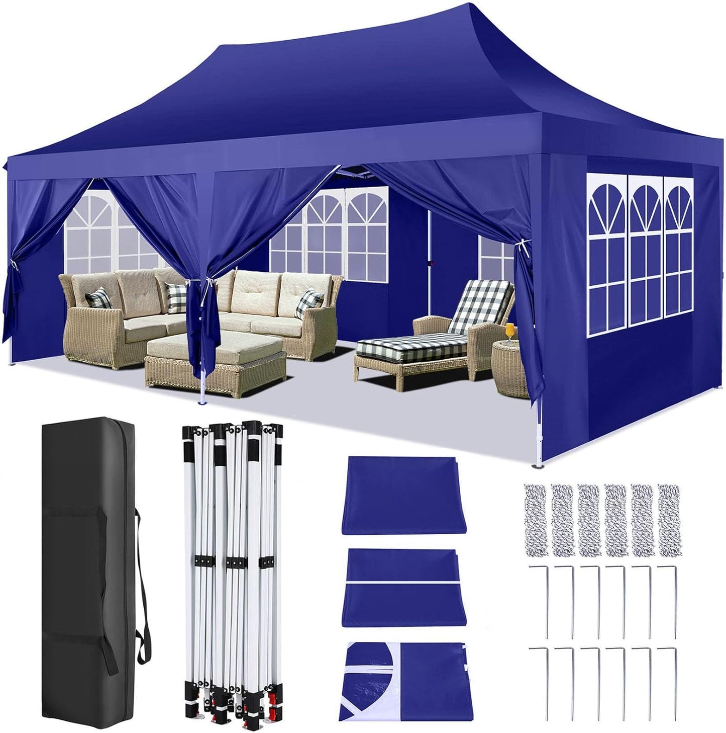 🔥[Hot sale]🔥10x20Pop up Canopy Tent with 6 sidewalls Commercial Heavy Duty Canopy UPF 50+ All Weather Waterproof Outdoor Wedding Party Tents