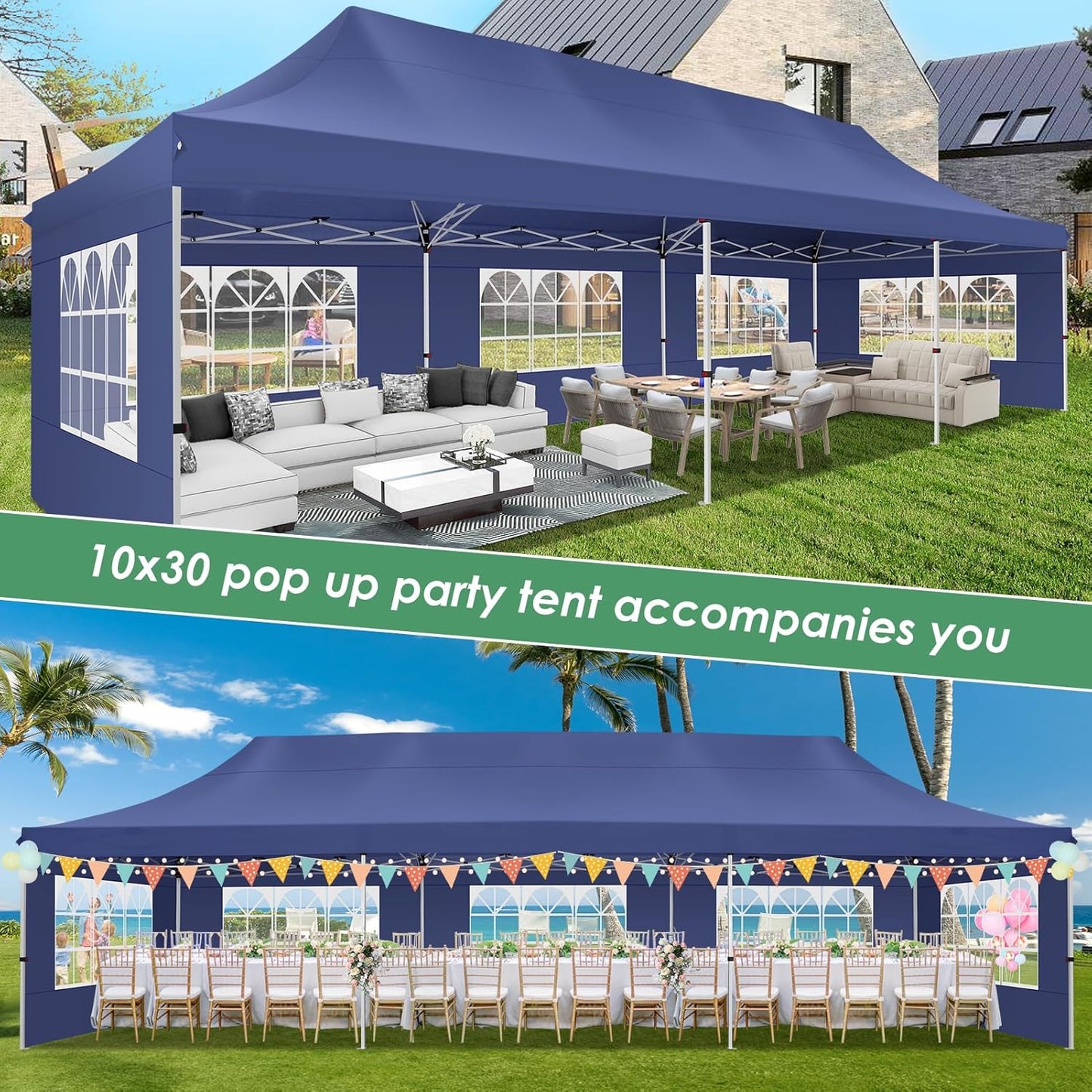 🔥[Hot sale]🔥10x20Pop up Canopy Tent with 6 sidewalls Commercial Heavy Duty Canopy UPF 50+ All Weather Waterproof Outdoor Wedding Party Tents