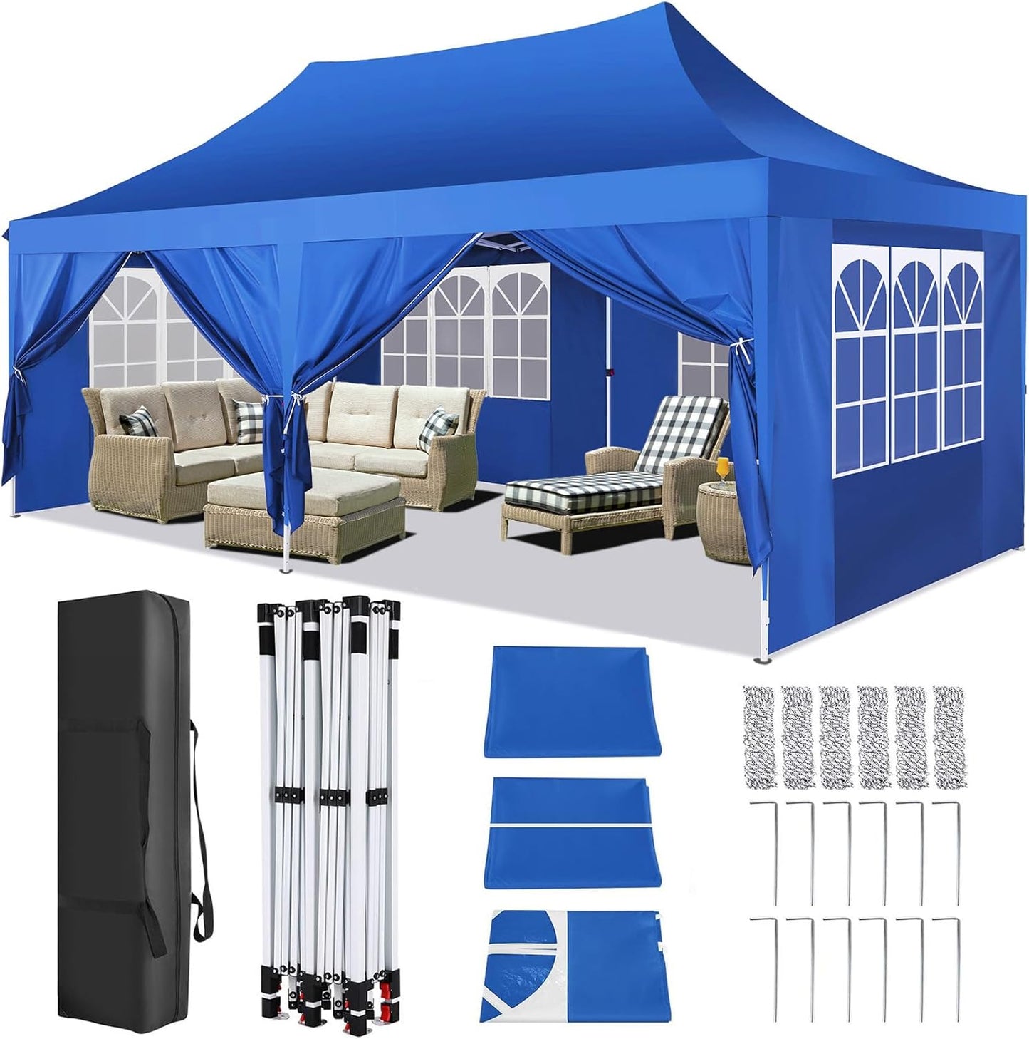 🔥[Hot sale]🔥10x20Pop up Canopy Tent with 6 sidewalls Commercial Heavy Duty Canopy UPF 50+ All Weather Waterproof Outdoor Wedding Party Tents