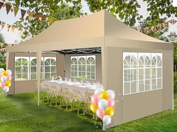 🔥[Hot sale]🔥10x20Pop up Canopy Tent with 6 sidewalls Commercial Heavy Duty Canopy UPF 50+ All Weather Waterproof Outdoor Wedding Party Tents