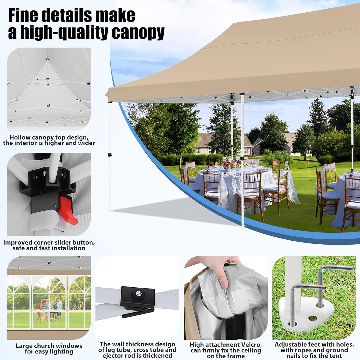 🔥[Hot sale]🔥10x20Pop up Canopy Tent with 6 sidewalls Commercial Heavy Duty Canopy UPF 50+ All Weather Waterproof Outdoor Wedding Party Tents