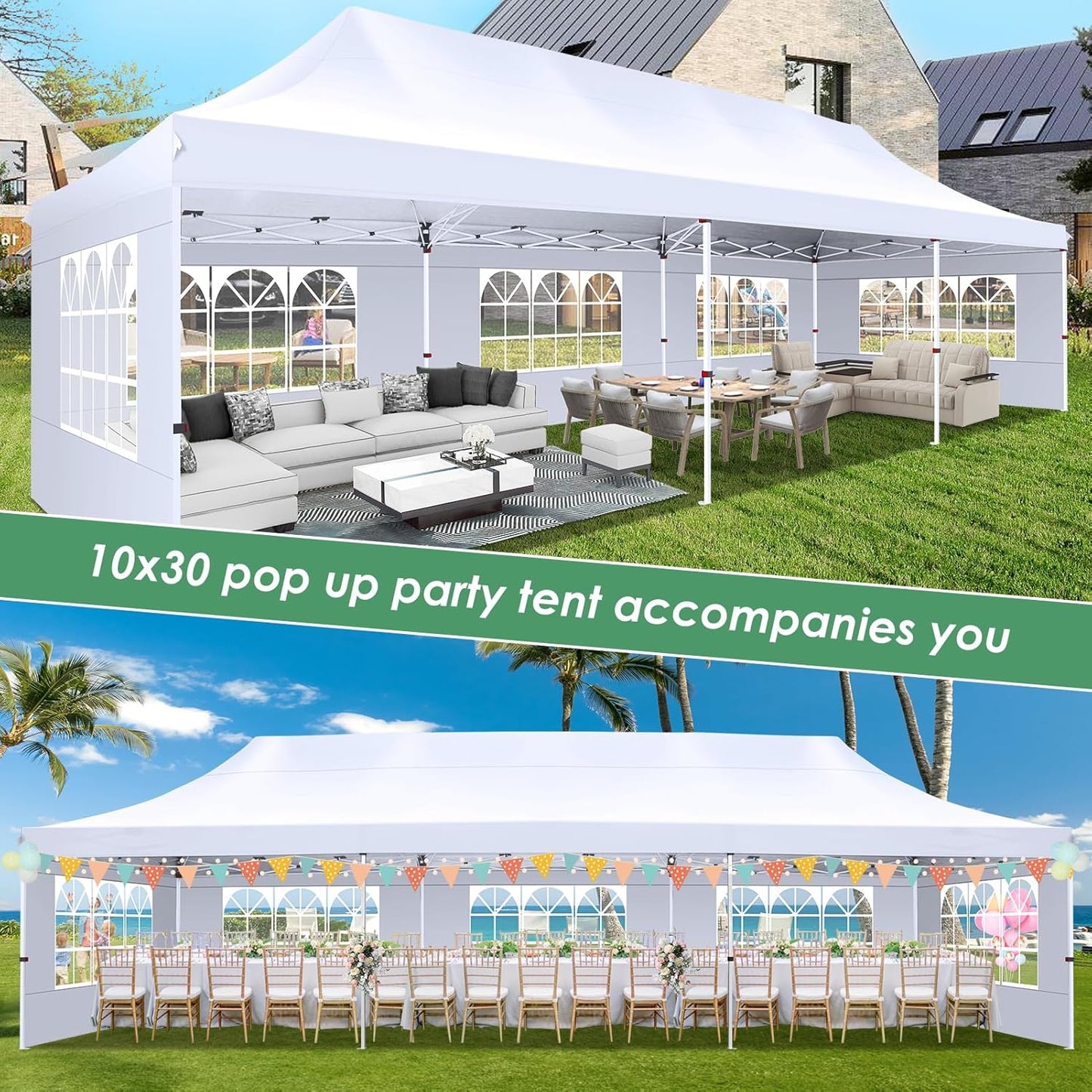 🔥[Hot sale]🔥10x20Pop up Canopy Tent with 6 sidewalls Commercial Heavy Duty Canopy UPF 50+ All Weather Waterproof Outdoor Wedding Party Tents